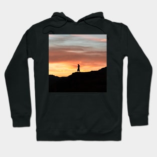 Silhouette of a Woman During Sunrise in the Mountains Hoodie